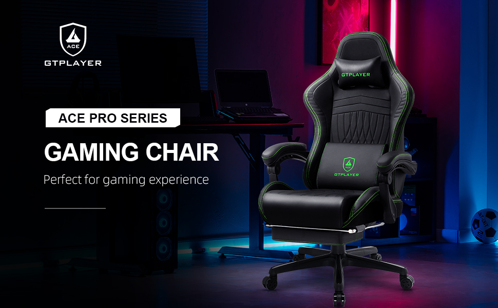 GTPLAYER Gaming Chair with Footrest Bluetooth Speakers